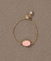 【K10】天然石チェーンリング/ピンキー/サイズフリー<色展開あり>17号サイズまで調整可<動画あり>