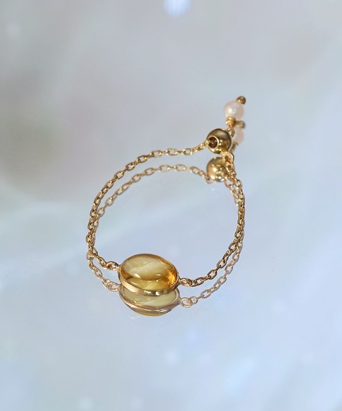 JUPITER/ジュピター K10天然石チェーンリング/ローズクォーツ JEWEL ADDICT｜【WEB限定】K10天然石チェーンリング/ローズ