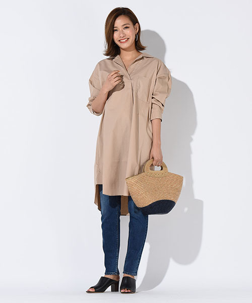 Willful by lipstar（ウィルフル バイ リップスター）の「【Willful by lipstar】ブロードシャツワンピース（ワンピース・レディース・オフホワイト/キャメル/ブルー系その他2・M）」の4枚目の写真