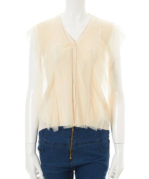 fifth(フィフス)の「チュールドッキングフリルニット(ニット/セーター・レディース・ライトベージュ/ブラック/ホワイト・MEDIUM)」の3枚目の写真