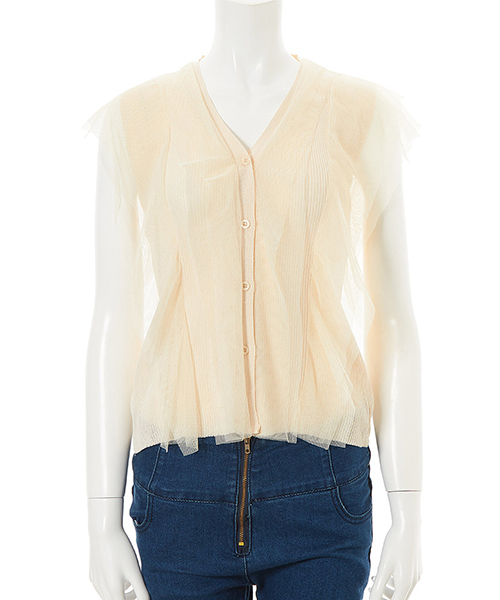 fifth(フィフス)の「チュールドッキングフリルニット(ニット/セーター・レディース・ライトベージュ/ブラック/ホワイト・MEDIUM)」の5枚目の写真