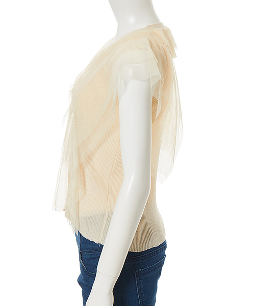 fifth(フィフス)の「チュールドッキングフリルニット(ニット/セーター・レディース・ライトベージュ/ブラック/ホワイト・MEDIUM)」の6枚目の写真