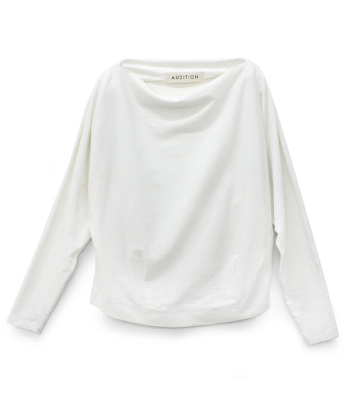 Audition(オーディション)の「M1001 プレーティング天竺ドルマンTシャツ(Tシャツ/カットソー・レディース・ホワイト/ブラック/キャメル・MEDIUM)」の4枚目の写真