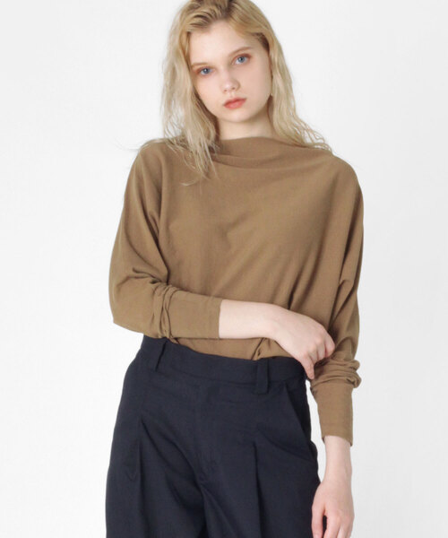Audition(オーディション)の「M1001 プレーティング天竺ドルマンTシャツ(Tシャツ/カットソー・レディース・ホワイト/ブラック/キャメル・MEDIUM)」の1枚目の写真