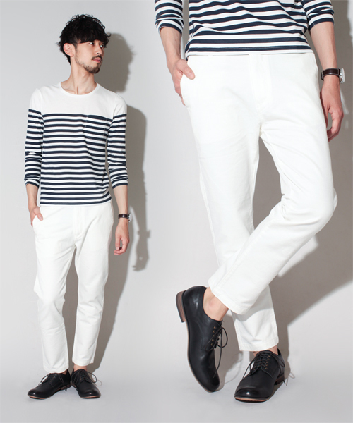 NANO universe（ナノユニバース）の「NUスラブチノクロップドボトム（チノパンツ・メンズ・ブラック/チャコール/ベージュ/ホワイト・SMALL/MEDIUM/LARGE/X-LARGE）」の2枚目の写真