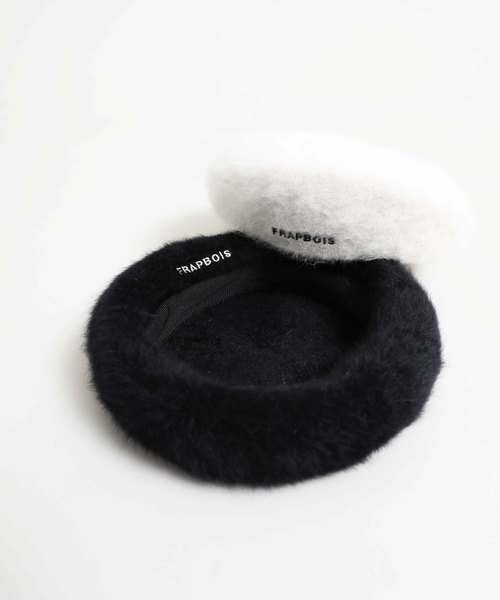 FRAPBOIS（フラボア）の「【FRAPBOIS】《WEB別注》シャギーロゴベレー FRP BALET 1（ハンチング/ベレー帽・レディース・ホワイト/ブラック・FREE）」の4枚目の写真