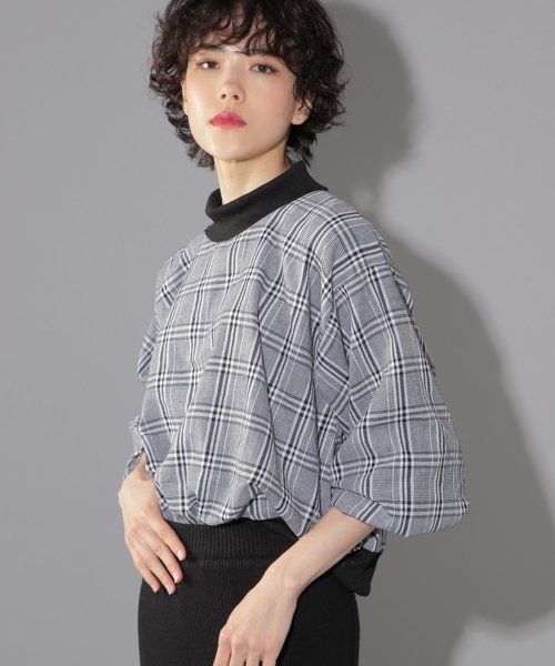 PAGEBOY（ページボーイ）の「グレンチェックリブプルオーバー（Tシャツ/カットソー・レディース・チャコールグレー/ベージュ/ブラック/ダークブラウン・FREE）」の2枚目の写真