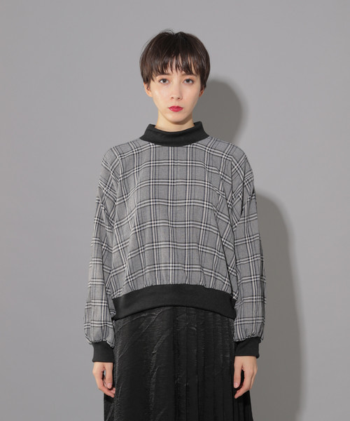 PAGEBOY（ページボーイ）の「グレンチェックリブプルオーバー（Tシャツ/カットソー・レディース・チャコールグレー/ベージュ/ブラック/ダークブラウン・FREE）」の12枚目の写真