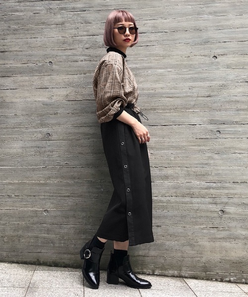 PAGEBOY（ページボーイ）の「グレンチェックリブプルオーバー（Tシャツ/カットソー・レディース・チャコールグレー/ベージュ/ブラック/ダークブラウン・FREE）」の11枚目の写真