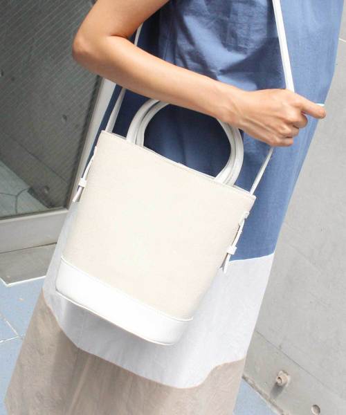 Mode Robe モードローブ の キャンバスショルダーバッグ キャンバスバッグ 2way ショルダー コットン バケツバッグ ショルダーバッグ Wear