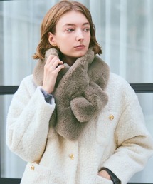 あちゃちゅむ　フェイクファーコート 白と黒のストライプ Saint Mxxxxx x Denim Tears リース フェイクファーコート