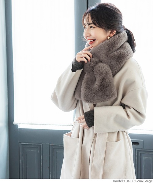 SALE！*paris*ボリューム ラビット ファーストール（カフェ） SALE！*paris*ボリューム ラビット ファーストール（カフェ