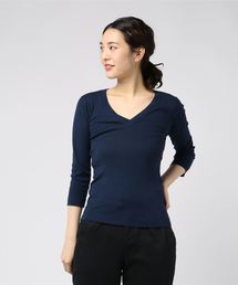 three dots | Vネック T 七分袖(Tシャツ/カットソー)