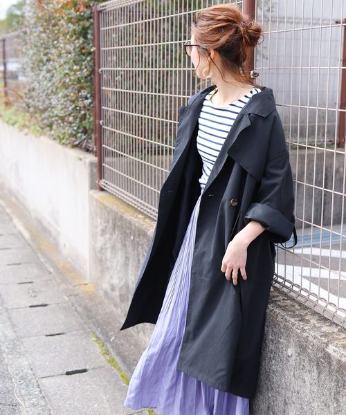 reca(レカ)の「ビッグシルエット ロングトレンチコート 2019S/S(トレンチコート・レディース・ベージュ/ネイビー/カーキ/ピンク系その他・M/L)」の4枚目の写真