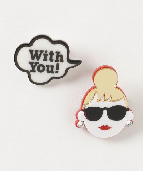 Happy Face ハッピーフェイス Celebrity Style Brooch ブローチ 海外セレブ風 サングラスレディ スマイル ブローチ コサージュ Happy Face ハッピーフェイス のファッション通販 Zozotown