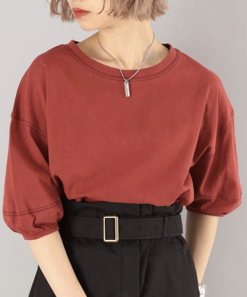 PAGEBOY(ページボーイ)の「ハイショクステッチ5袖プルオーバー(Tシャツ/カットソー・レディース・ホワイト/レッド/ライトベージュ・FREE)」の3枚目の写真