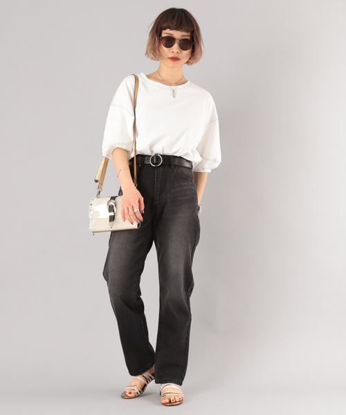 PAGEBOY(ページボーイ)の「ハイショクステッチ5袖プルオーバー(Tシャツ/カットソー・レディース・ホワイト/レッド/ライトベージュ・FREE)」の8枚目の写真