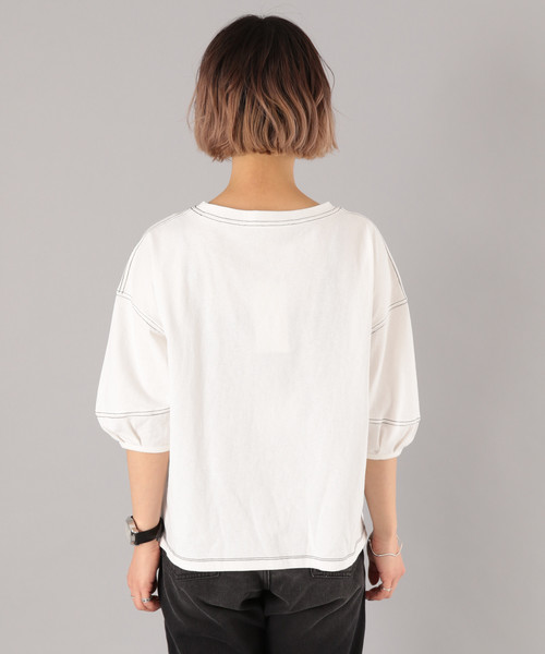 PAGEBOY(ページボーイ)の「ハイショクステッチ5袖プルオーバー(Tシャツ/カットソー・レディース・ホワイト/レッド/ライトベージュ・FREE)」の12枚目の写真