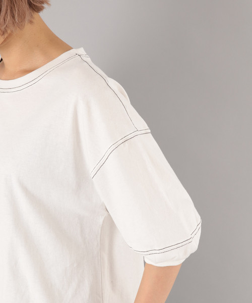 PAGEBOY(ページボーイ)の「ハイショクステッチ5袖プルオーバー(Tシャツ/カットソー・レディース・ホワイト/レッド/ライトベージュ・FREE)」の5枚目の写真