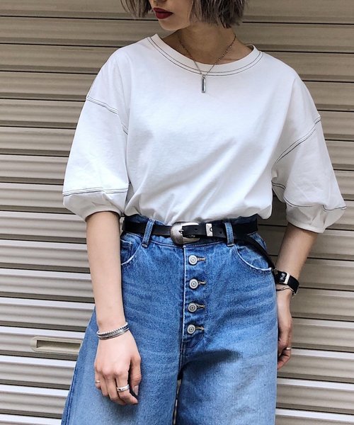 PAGEBOY(ページボーイ)の「ハイショクステッチ5袖プルオーバー(Tシャツ/カットソー・レディース・ホワイト/レッド/ライトベージュ・FREE)」の14枚目の写真