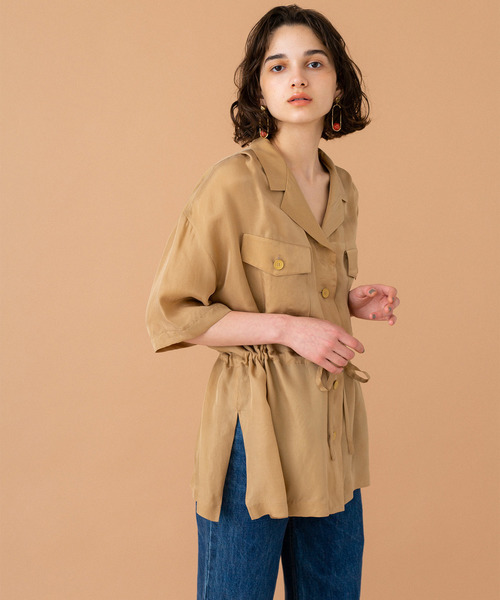 UNITED TOKYO（ユナイテッドトウキョウ）の「ブラウジング開襟シャツ（シャツ/ブラウス・レディース・ブラック/ベージュ/オレンジ・1）」の10枚目の写真