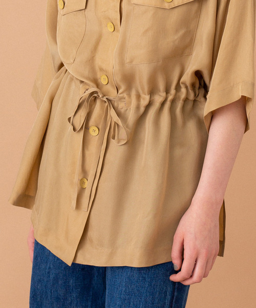 UNITED TOKYO（ユナイテッドトウキョウ）の「ブラウジング開襟シャツ（シャツ/ブラウス・レディース・ブラック/ベージュ/オレンジ・1）」の12枚目の写真