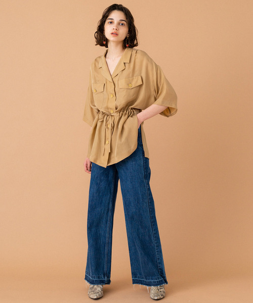 UNITED TOKYO（ユナイテッドトウキョウ）の「ブラウジング開襟シャツ（シャツ/ブラウス・レディース・ブラック/ベージュ/オレンジ・1）」の14枚目の写真