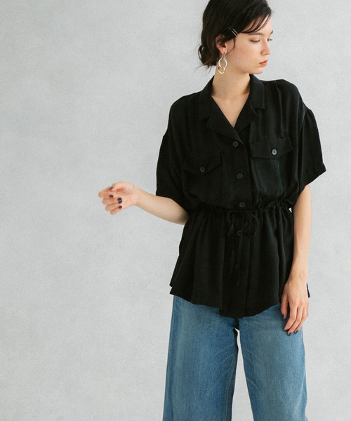 UNITED TOKYO（ユナイテッドトウキョウ）の「ブラウジング開襟シャツ（シャツ/ブラウス・レディース・ブラック/ベージュ/オレンジ・1）」の21枚目の写真