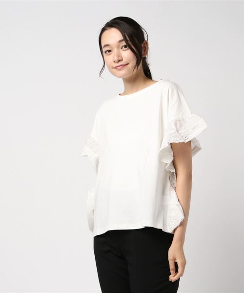 B.I.D.(ビーアイディー)の「bid / 天竺袖レース切替PO(Tシャツ/カットソー・レディース・ブラック/オフホワイト/マスタード・FREE)」の16枚目の写真