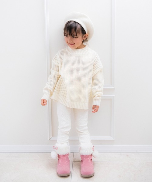 Catherine Cottage(キャサリンコテージ)の「ワッフルニットセーター JUNIOR(ニット/セーター・キッズ・ブラック/オフホワイト/ワインレッド/スモークピンク・140/150/160)」の13枚目の写真