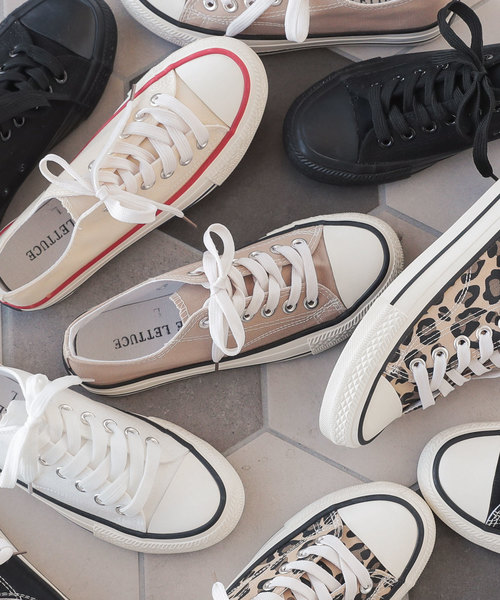 KOBE LETTUCE（コウベレタス）の「無地＆レオパード柄ローカットキャンバススニーカー（スニーカー・レディース・ホワイト/チャコールグレー/ブラック/ベージュ/アイボリー/ブラック系その他/レオパード・LL/S/M/L）」の19枚目の写真