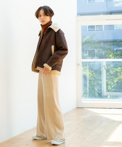 coen(コーエン)の「フェイクムートンB-3ジャケット(ブルゾン/ボアジャケット)(ブルゾン・レディース・ダークブラウン・FREE)」の12枚目の写真