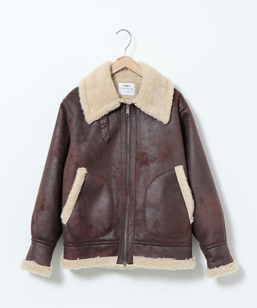 coen(コーエン)の「フェイクムートンB-3ジャケット(ブルゾン/ボアジャケット)(ブルゾン・レディース・ダークブラウン・FREE)」の10枚目の写真