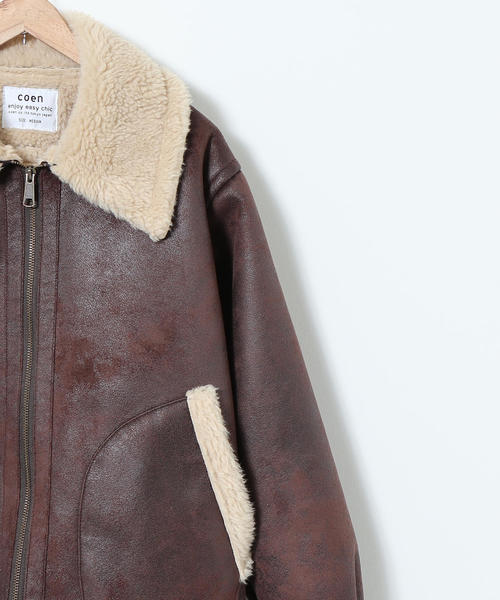 coen(コーエン)の「フェイクムートンB-3ジャケット(ブルゾン/ボアジャケット)(ブルゾン・レディース・ダークブラウン・FREE)」の21枚目の写真