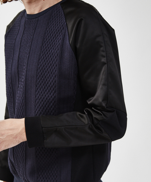 5351 POUR LES HOMMES(ゴーサンゴーイチプールオム)の「ケーブルジャガード異素材プルオーバー(Tシャツ/カットソー・メンズ・ブラック/ネイビー・46/48/50)」の7枚目の写真