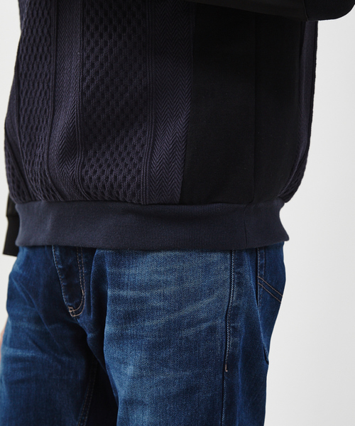 5351 POUR LES HOMMES(ゴーサンゴーイチプールオム)の「ケーブルジャガード異素材プルオーバー(Tシャツ/カットソー・メンズ・ブラック/ネイビー・46/48/50)」の8枚目の写真
