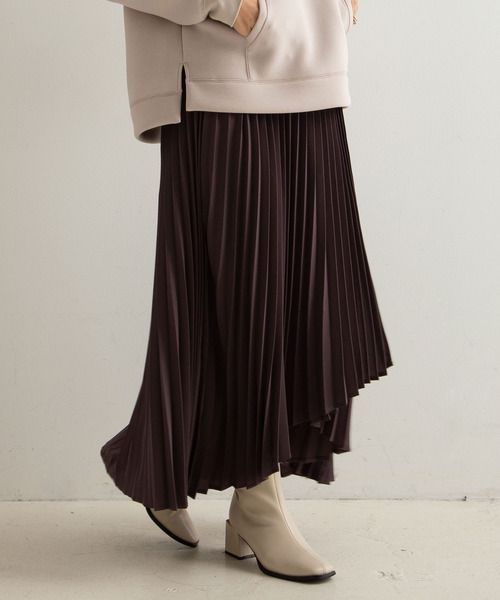 rectangle（レクタングル）の「ラッププリーツスカート（スカート・レディース・アイボリー/グレー系その他/モカ/ピンク/チャコールグレー・FREE）」の3枚目の写真