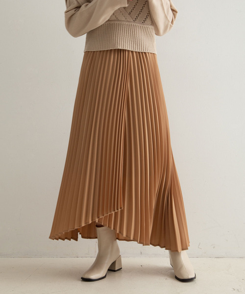 rectangle（レクタングル）の「ラッププリーツスカート（スカート・レディース・アイボリー/グレー系その他/モカ/ピンク/チャコールグレー・FREE）」の5枚目の写真