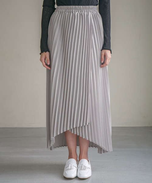 rectangle（レクタングル）の「ラッププリーツスカート（スカート・レディース・アイボリー/グレー系その他/モカ/ピンク/チャコールグレー・FREE）」の7枚目の写真