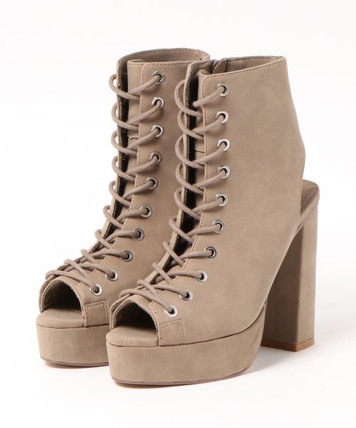 ENVYM（アンビー）の「レースアップＢＯＯＴＩＥ（ブーツ・レディース・ベージュ/ブラック・22.5㎝/23.5㎝/24.5㎝）」の10枚目の写真