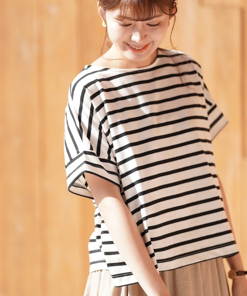 rps（アールピーエス）の「ボーダービッグＴｅｅ（Tシャツ/カットソー・レディース・ブラック/グレー/ブルー系その他2/ネイビー/グリーン・M）」の2枚目の写真