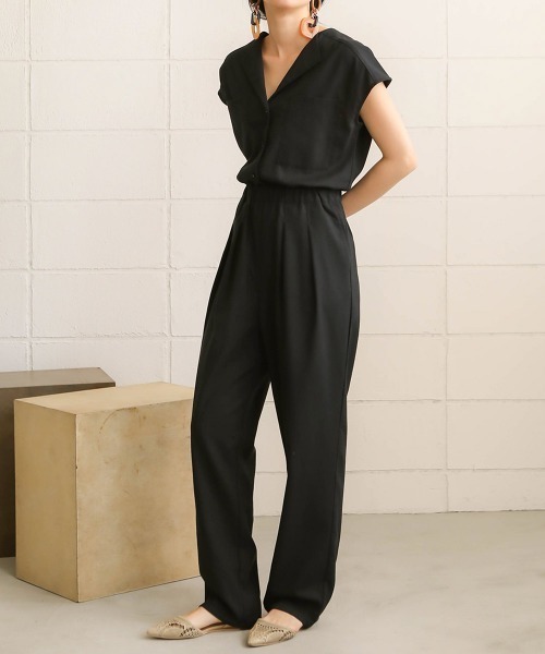 Bab(バブ)の「【WEB限定】スタイルアップジャンプスーツ(つなぎ/オールインワン・レディース・ブラック/ベージュ・38)」の6枚目の写真