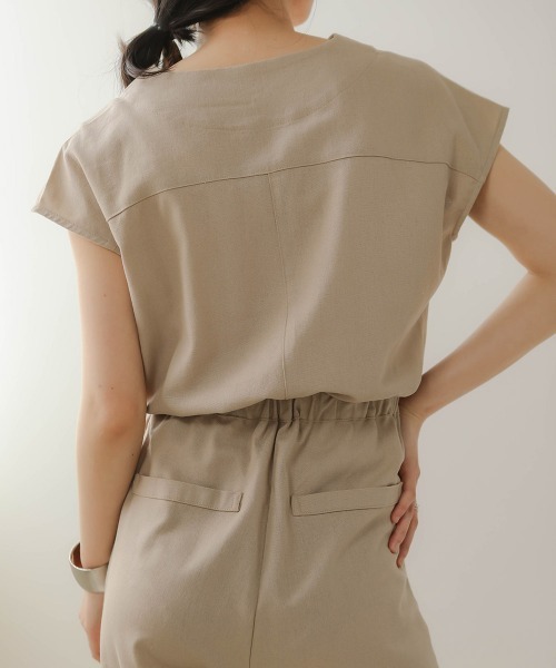 Bab(バブ)の「【WEB限定】スタイルアップジャンプスーツ(つなぎ/オールインワン・レディース・ブラック/ベージュ・38)」の10枚目の写真