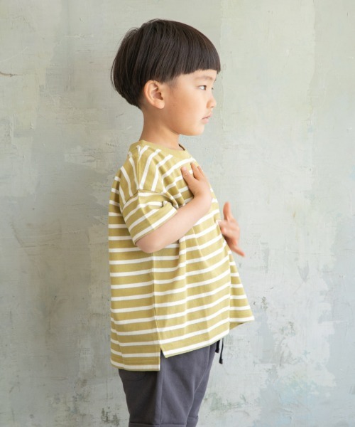 LOWRYS FARM（ローリーズファーム）の「ＵＳＡボーダーＳＳ　886106（Tシャツ/カットソー・キッズ・ブラック/ベージュ/カーキ/ピンク/イエロー・MEDIUM/LARGE/X-LARGE）」の4枚目の写真