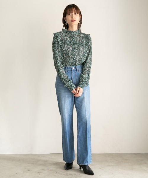 LOWRYS FARM（ローリーズファーム）の「ヴィンテージフラワーＢＬ　892999（シャツ/ブラウス・レディース・ホワイト/ブラック/グリーン・FREE）」の6枚目の写真