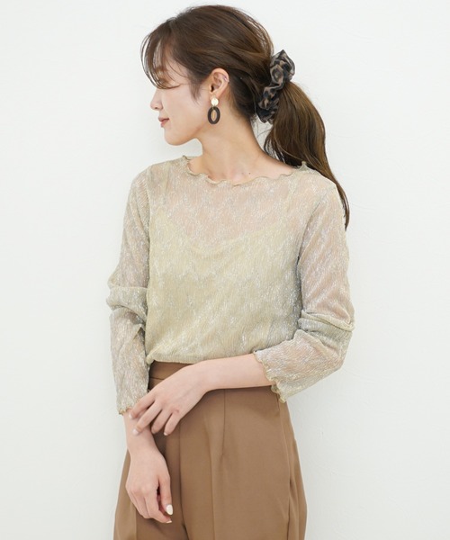 archives（アルシーヴ）の「キャミインナー付きシアーラメ長袖プルオーバー（Tシャツ/カットソー・レディース・グレー/シルバーグレー/ベージュ/ブラック・MEDIUM）」の20枚目の写真