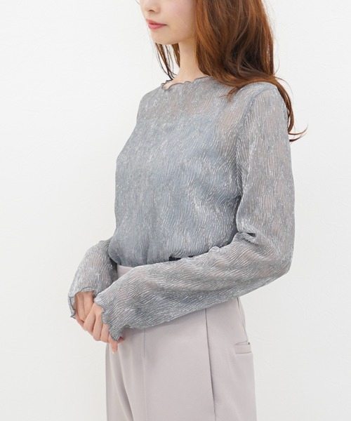 archives（アルシーヴ）の「キャミインナー付きシアーラメ長袖プルオーバー（Tシャツ/カットソー・レディース・グレー/シルバーグレー/ベージュ/ブラック・MEDIUM）」の7枚目の写真