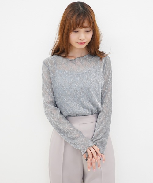 archives（アルシーヴ）の「キャミインナー付きシアーラメ長袖プルオーバー（Tシャツ/カットソー・レディース・グレー/シルバーグレー/ベージュ/ブラック・MEDIUM）」の14枚目の写真