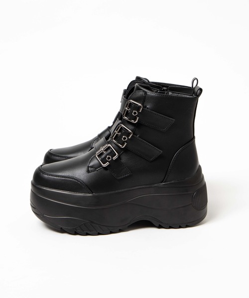 WEGO(ウィゴー)の「WEGO/ベルトデザインブーツ(ブーツ・レディース・ブラック・MEDIUM/LARGE)」の9枚目の写真