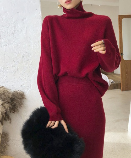 ニット×スカートセットアップ